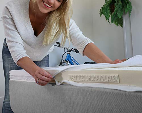  100% Natural Latex Mattress Topper - Medium Firmness - 2 Inch - Twin XL Size - Cotton Cover Included.