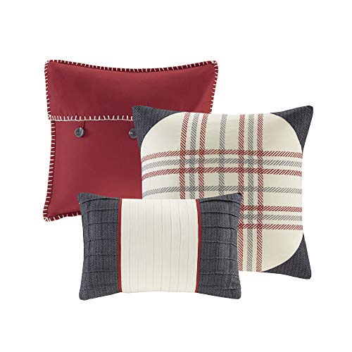 Reversible Quilt Cabin Lifestyle Plaid Design - All Season, Breathable Coverlet Bedspread Bedding Set, Matching Shams, Ridge Red King/Cal King(104"x92") 6 Piece