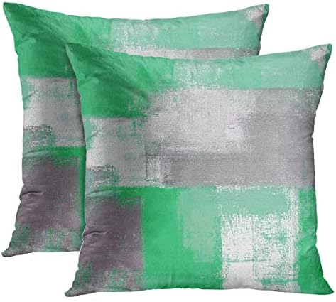  Emvency Set Of 2 Blue White And Gray Throw Pillow Covers Modern Abstract Painting Decorative Pillow Cases Home Decor Standard Square 20x20 Inches Pillowcases
