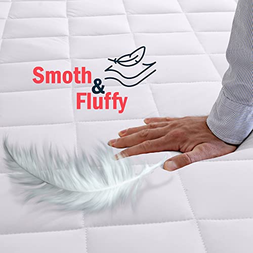  Lux Decor Collection Mattress Pad-Queen Mattress Cover Stretches Upto 16 Inches -Full Size Mattress Topper- Quilted Fitted Mattress Pad Deep Pocket - Comfortable, Breathable & Easy To Put On Mattress
