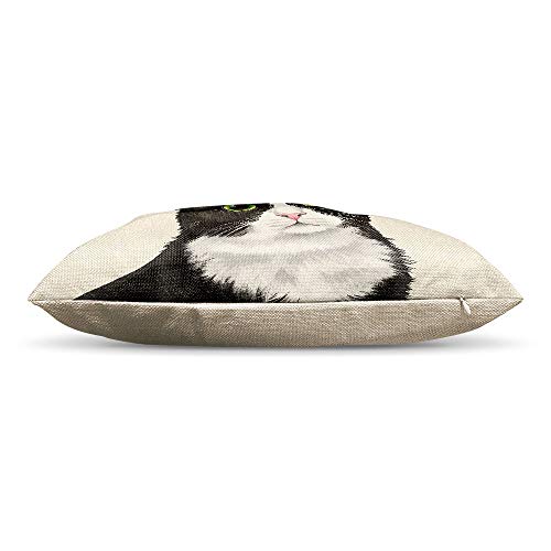  WIRESTER Sofa Pillow Case, Decorative Throw Pillow Cushion Cover For Home Office 18 X 18 Inch, Cute Tuxedo Cat