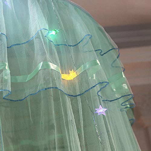  Jolitac Bed Canopy Lace Mosquito Net For Girls Beds, Unique Princess Play Tent Mesh Canopies Large Lace Dome Curtain Drapes Home & Travel (Green)