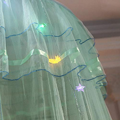  Jolitac Bed Canopy Lace Mosquito Net For Girls Beds, Unique Princess Play Tent Mesh Canopies Large Lace Dome Curtain Drapes Home & Travel (Green)