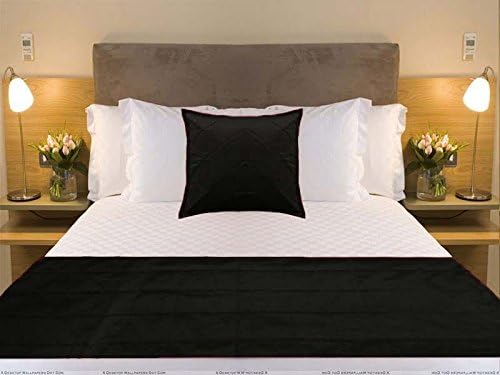  Quilted Bed Runner - Black Bed Scarf Long Side Runner Throw King/Queen/Twin Size With Decorative Cushion Cover Polyester 20" Wide X 102" Long (50 Cm X 300 Cm)