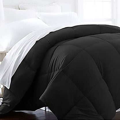  Hotel Collection King/Cal King Size Comforter - 1600 Series Down Alternative Home Bedding & Duvet Insert -Black
