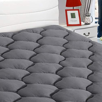  Queen Mattress Pad Cover Cooling Mattress Topper Cotton Top Pillow Top With Snow Down Alternative Fill (8-21 Inch Fitted Deep) Pocket