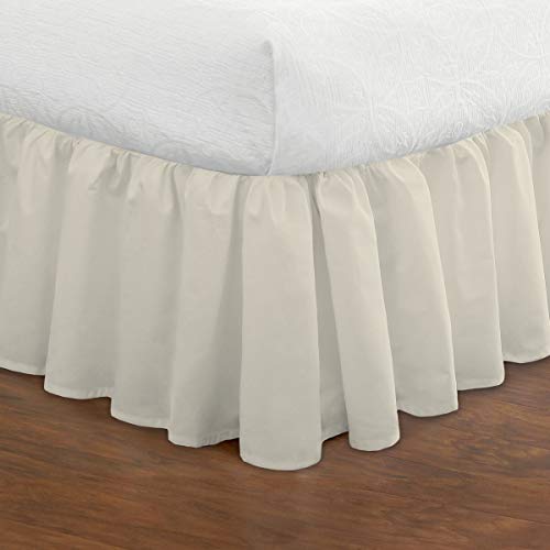  Bedding Ruffled Bedskirt, Classic 14” Drop Length, Gathered Styling, Queen, Ivory (FRE30114IVOR03)