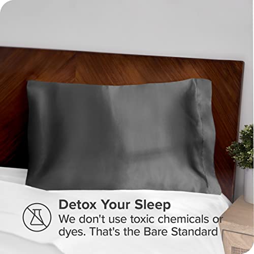  Silk Mulberry Pillowcases - Standard/Queen Size - For Hair And Skin - Grey Pillowcases - Easy Care - 100% Pure Premium Mulberry Silk - Zipper Closure (Standard, Grey)