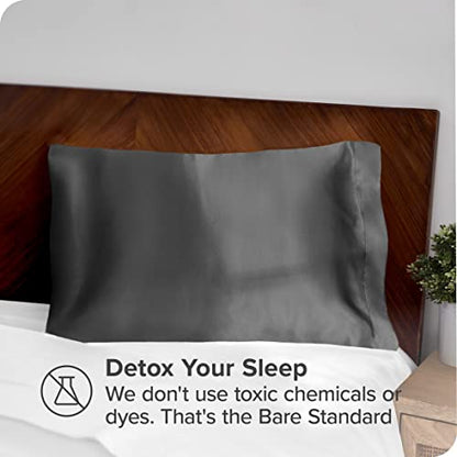  Silk Mulberry Pillowcases - Standard/Queen Size - For Hair And Skin - Grey Pillowcases - Easy Care - 100% Pure Premium Mulberry Silk - Zipper Closure (Standard, Grey)
