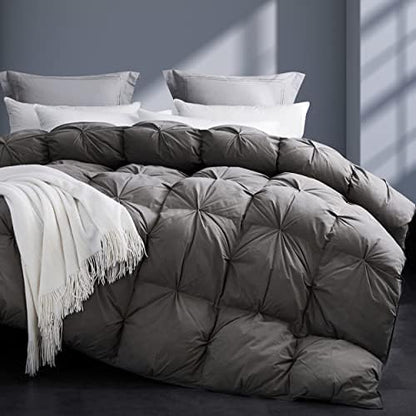  All Season King Size Feathers Down Comforter Duvet Insert, 100% Down-Proof Cover Duvet Insert With 8 Tabs, Light Blue 106x90 Inches
