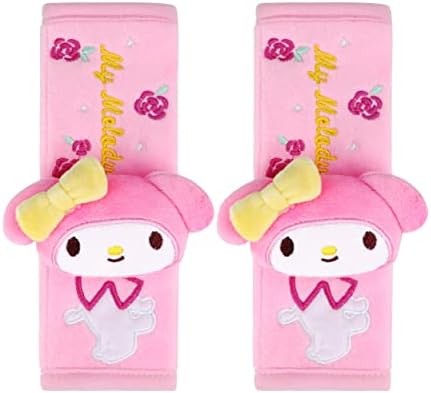  Roffatide Anime My Melody Car Neck Pillow 2 PCS Plush Auto Head Neck Rest Cushion For Chairs, Recliners, Driving Seats