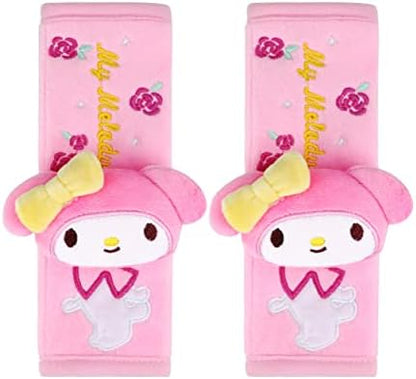  Roffatide Anime My Melody Car Neck Pillow 2 PCS Plush Auto Head Neck Rest Cushion For Chairs, Recliners, Driving Seats
