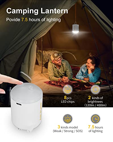  Electric Air Pump + Camping Lantern, 6 Nozzles Mini Air Pump For Inflatables, 2000MAh Rechargeable Battery Multifunctional Quick-Fill Inflate Deflate For Air Mattress Pool Floats Swimming Ring
