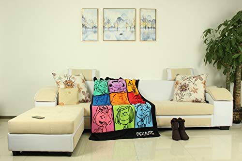  Peanuts Multicolor Character Grid Fleece Throw Blanket - 45 X 60 Inches | Soft And Cozy Blanket