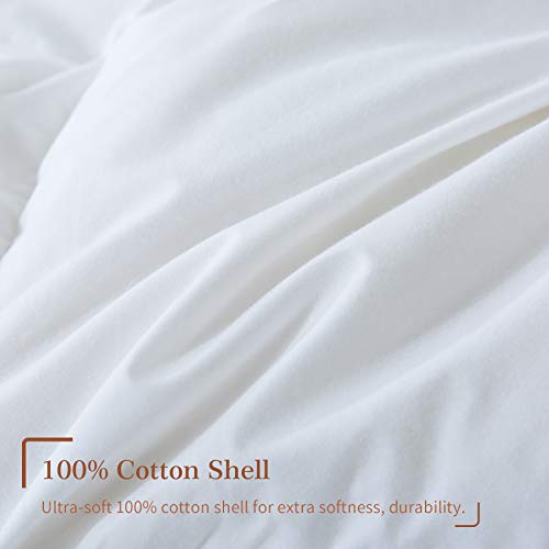  Feather Down Comforter Queen Size - All Season White Down Duvet Insert- Luxurious Hotel Bedding Comforters With 100% Cotton Cover - Queen 90 X 90 Inch