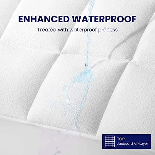  100% Waterproof Mattress Pad Full Size, Quilted Fitted Mattress Protector - Soft Breathable Jacquard Air Fabric - Washable Mattress Cover, Deep Pocket 8"-21", Full