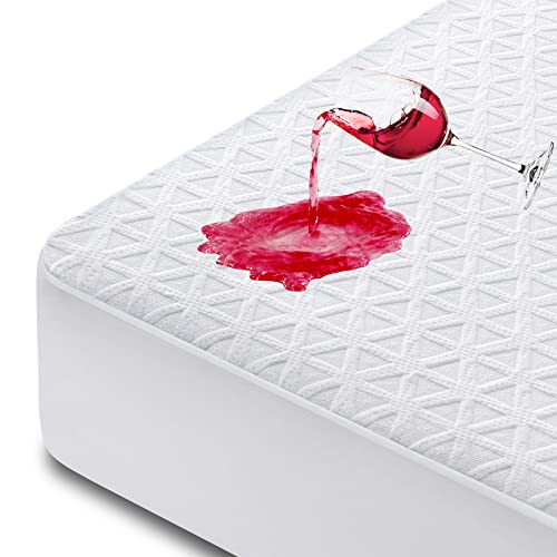 Remium 100% Waterproof Mattress Protector Queen Size Bed Bamboo Mattress Cover Breathable 3D Air Fabric Cooling Mattress Pad Cover Smooth Soft Noiseless Washable, 8''-21'' Deep Pocket