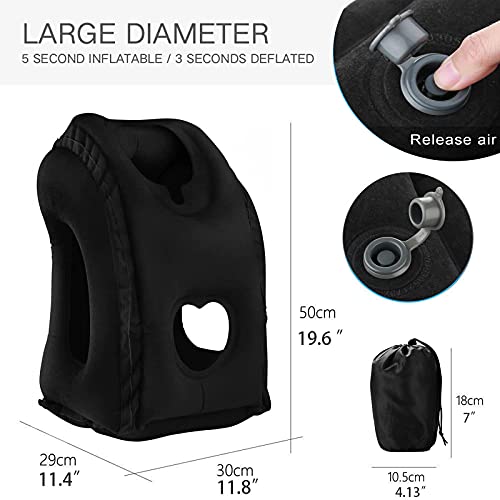  Inflatable Travel Pillows For Airplane, Blow Up Neck Pillow For Sleeping, Airplane Travel Essentials For Long Flight Support Head, Neck And Lumbar, Used For Car/Bus/Train/Office Rest, Adults Kids