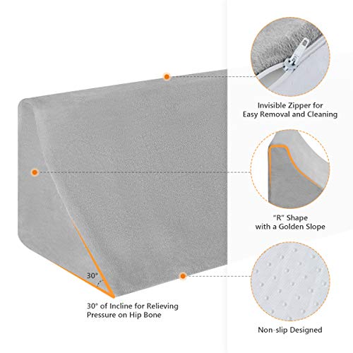  OasisSpace Bed Wedge Pillow For Sleeping, Back Positioning Elevation Pillow With Removal Cover, Bedroom Elevated Body Alignment Ankle Support Pillow Leg Bolster For Side Sleeper, Back Pain, Bed Sores