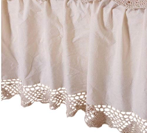  100% Thick Cotton Material With Hand Crochet Lace Easy Fit Bed Skirt Dust Ruffle (Crochetskirt-King/Calking, Beige)