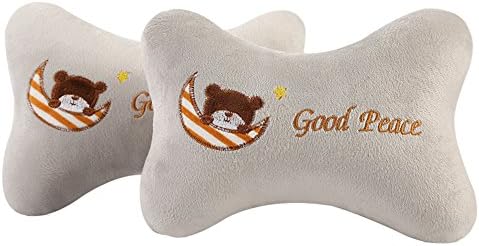  Seemehappy Cute Cartoon Animals Bone Shape Car Headrest Pillows Neck Pillow Cushions 2pcs (003)