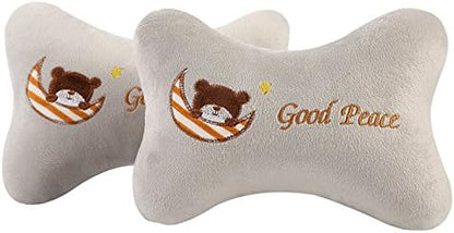  Seemehappy Cute Cartoon Animals Bone Shape Car Headrest Pillows Neck Pillow Cushions 2pcs (003)