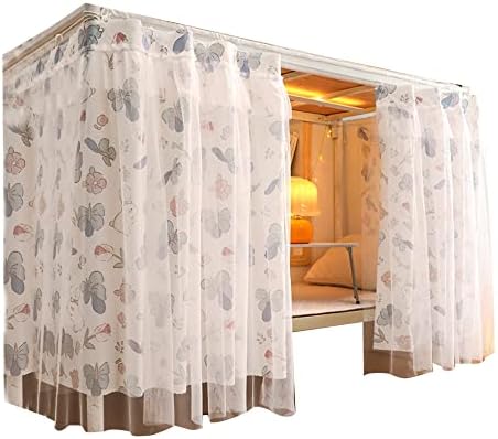 GENERIC Beautiful Gauze Bunk Bed Curtains Drapes With Lace Privacy Bed Canopy For Bottom, 2 Panels, Bear Rabbit