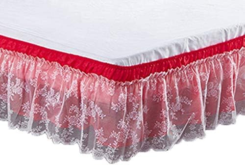  Wrap-Around Lace Bed Skirt Ruffled Bedskirt Dust Cover Ruffle Bed Sheet Case