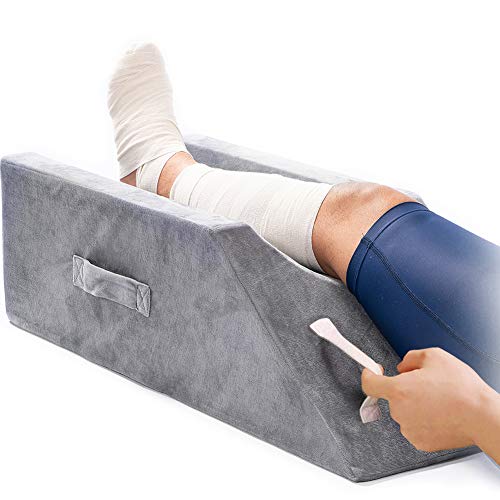  Memory Foam Leg Support And Elevation Pillow W/Dual Handles For Surgery, Injury, Or Rest