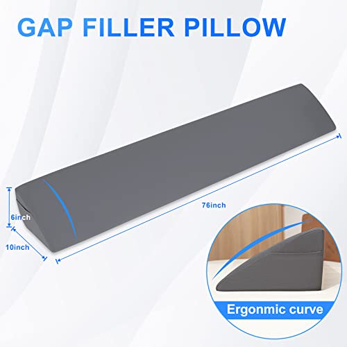  King Size(76"x10"x6") Bed Wedge Pillow, Bed Gap Filler, Mattress Wedge, Headboard Pillow Fill The Gap (0-7") Between Your Headboard And Mattress