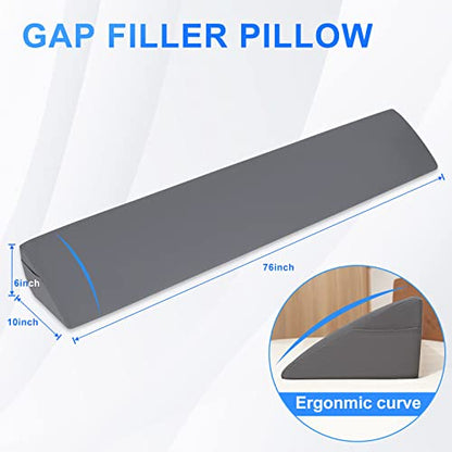  King Size(76"x10"x6") Bed Wedge Pillow, Bed Gap Filler, Mattress Wedge, Headboard Pillow Fill The Gap (0-7") Between Your Headboard And Mattress