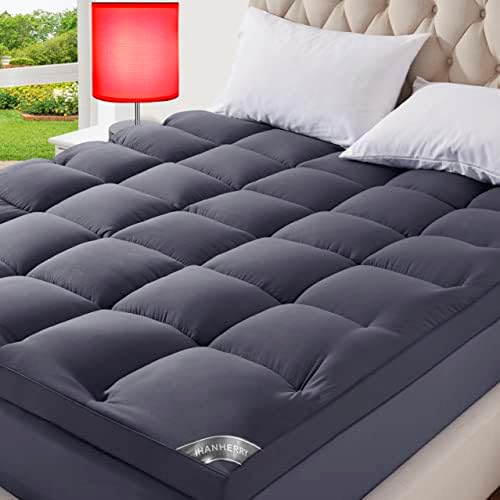  Extra Thick Mattress Topper Queen For Back Pain, Cooling & Breathable Mattress Pad Cover, Plush Soft Pillowtop With 8-21" Elastic Deep Pocket, All Season Bedding-White