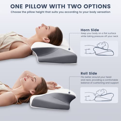  Untovei Cervical Memory Foam Pillow, Contour Pillows For Neck And Shoulder Pain Relief, Ergonomic Orthopedic Contour Support Pillows For Side Back Stomach Sleeper With Washable Pillowcase