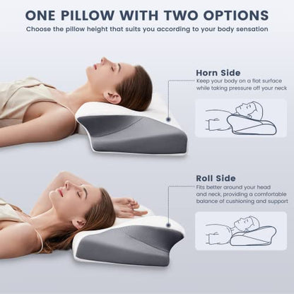  Untovei Cervical Memory Foam Pillow, Contour Pillows For Neck And Shoulder Pain Relief, Ergonomic Orthopedic Contour Support Pillows For Side Back Stomach Sleeper With Washable Pillowcase
