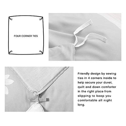  Merryfeel Cotton Sateen Duvet Cover Set,100% Cotton Sateen 300 Thread Count Classic Jacqaurd Stripe Duvet Cover Set,3 Pieces Bedding Set. (Full/Queen,White)-5-Star Hotel Quality
