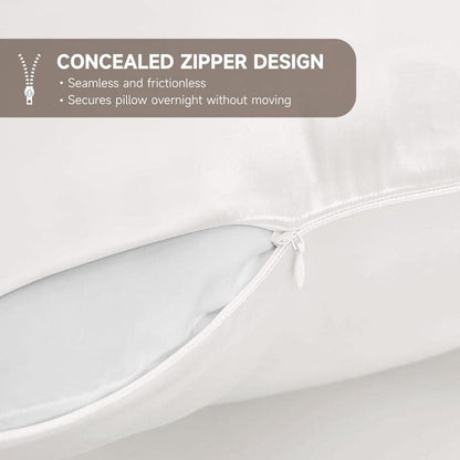  100% Silk Pillowcase For Hair And Skin, Both Sides Grade 6A+ Mulberry Silk Pillow Case With Hidden Zipper, Soft & Smooth White Pillowcases(1pc, Queen Size 20"x30")