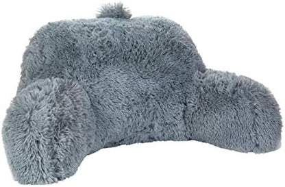  Shaggy Bed Rest Back Support Pillow For Adults And Kids, Lumbar And Arm Support On Bed, Chair, Couch, Sofa And Floor - Large Reading Pillow, 30" X 21", Cool Gray