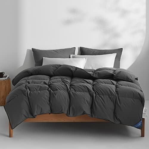  Saisier Feather Down Comforter King Size Ultra Soft Premium Down Duvet Insert, All Season Medium Warmth 106x90 Inches White Hotel Bedding Comforter Cotton-Poly Cover With 8 Corner Tabs(White,106x90)