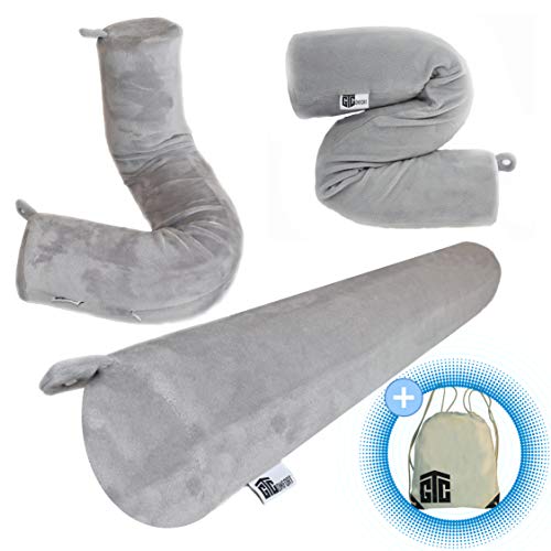  Neck Memory Foam Travel Pillow Roll Twist Adjustable Bendable To Support Leg Chin Cervical Head Shoulders- Accessories For Home & Airplane, Train, Bus Flight Traveling Best For Side & Back Sleeping
