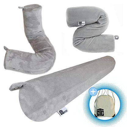  Neck Memory Foam Travel Pillow Roll Twist Adjustable Bendable To Support Leg Chin Cervical Head Shoulders- Accessories For Home & Airplane, Train, Bus Flight Traveling Best For Side & Back Sleeping