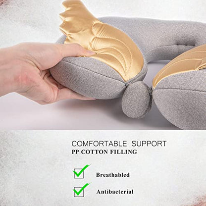  AGACAS Travel Pillow For Kid,Neck Pillow For Airplanes Travel Provides Neck Support,Flight/Car Pillow For Travel Sleeping,Travel Essentials&Great Gift For Toddler, Blue