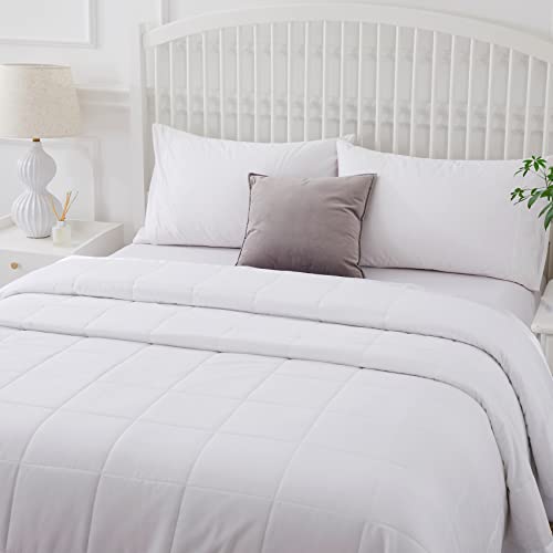  Down Alternative Blanket - Microfiber King Size Blanket - Quilted Blanket With Satin Trim, Bed Blankets For All Seasons 108"x90" (White, King/Cal King)