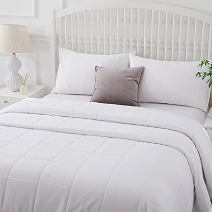  Down Alternative Blanket - Microfiber King Size Blanket - Quilted Blanket With Satin Trim, Bed Blankets For All Seasons 108"x90" (White, King/Cal King)
