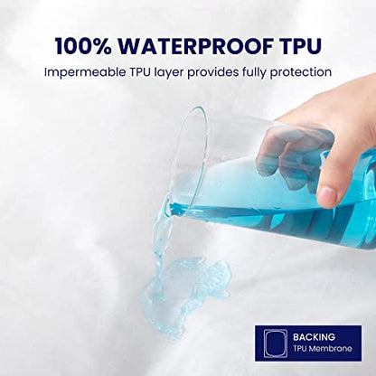  100% Waterproof Mattress Pad Full Size, Quilted Fitted Mattress Protector - Soft Breathable Jacquard Air Fabric - Washable Mattress Cover, Deep Pocket 8"-21", Full