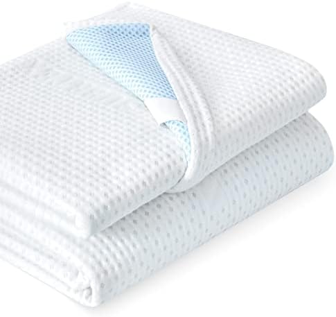  3 Inch Mattress Topper Cover (Only Cover) Mattress Protector Bedding Bamboo Rayon Removable Mattress Encasement For Latex Cool Mattress Cover With Zipper With Adjustable Straps (Queen,White)