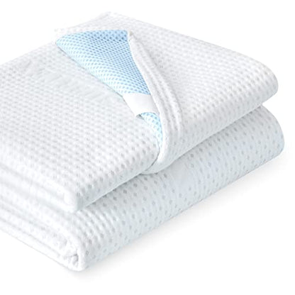  3 Inch Mattress Topper Cover (Only Cover) Mattress Protector Bedding Bamboo Rayon Removable Mattress Encasement For Latex Cool Mattress Cover With Zipper With Adjustable Straps (Queen,White)