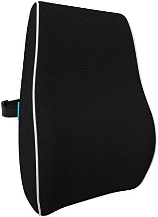  Bonmedico Back Support Pillow - Car Seat, Desk And Office Chair Cushion For Posture And Lumbar Support - Ergonomic, Memory Foam Lower Back Pillows - Black - Standard
