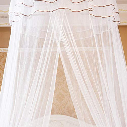  Yasashi Breathable Round Canopy Lace Princess Style Net Bed Curtain Netting (White)