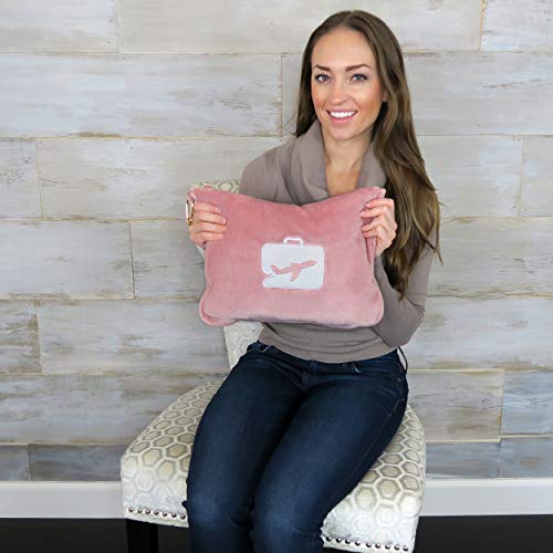  EverSnug Travel Blanket And Pillow Value Bundle – Compact & Lightweight | 2 In 1 Airplane Blanket With Soft Bag Pillowcase, Hand Luggage Sleeve And Backpack Clip | Color Includes Pink & Black