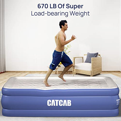  Air Mattress With Built-in Pump Air Mattress Inflatable Bed With 0.6mm Extra Thick Flocked Top 18" Queen Size Suitable For Camping Travel Guests Home, Storage Bag & Repair Patch Kit Included